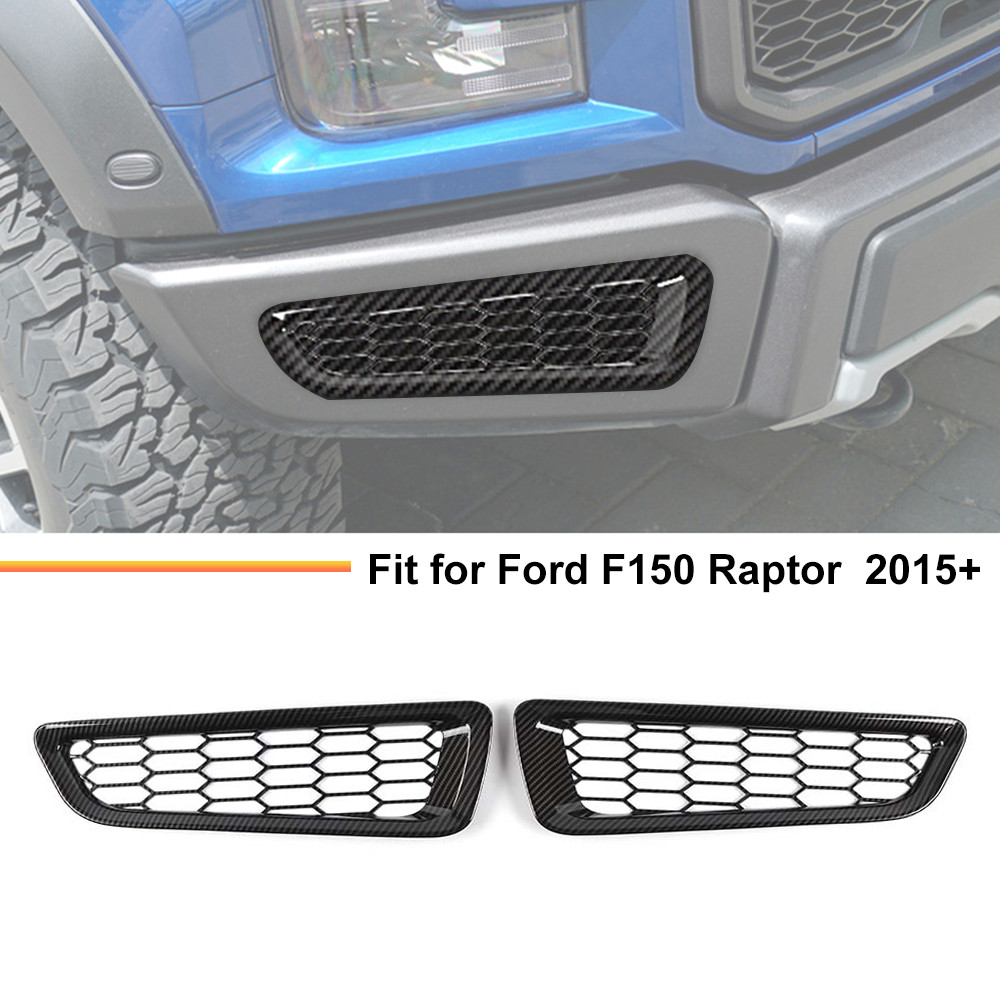 For 2015-20 Ford F-150 Raptor Front Bumper Fog Light Honeycomb Trim Carbon fiber