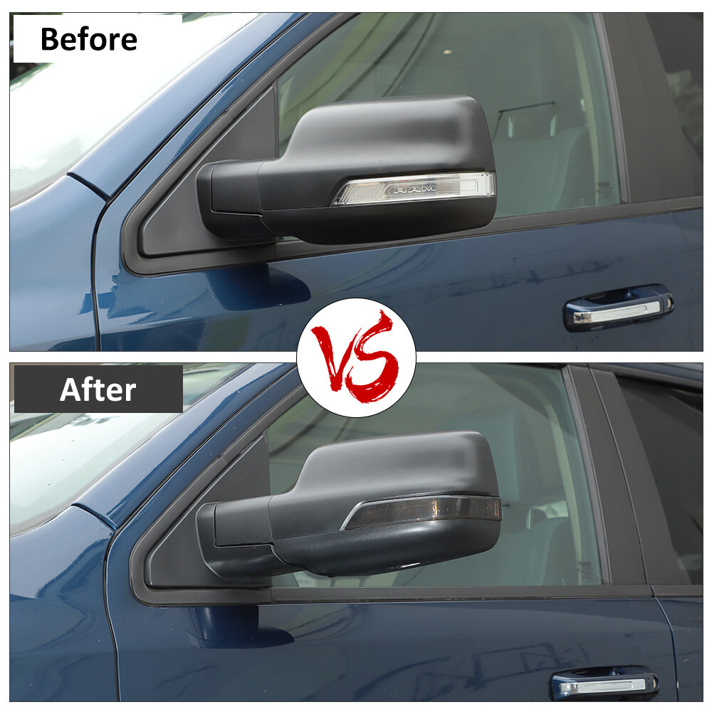 For Ram 1500 2018+ Rearview Mirror Signal Light Accessories Covers Smoked Black