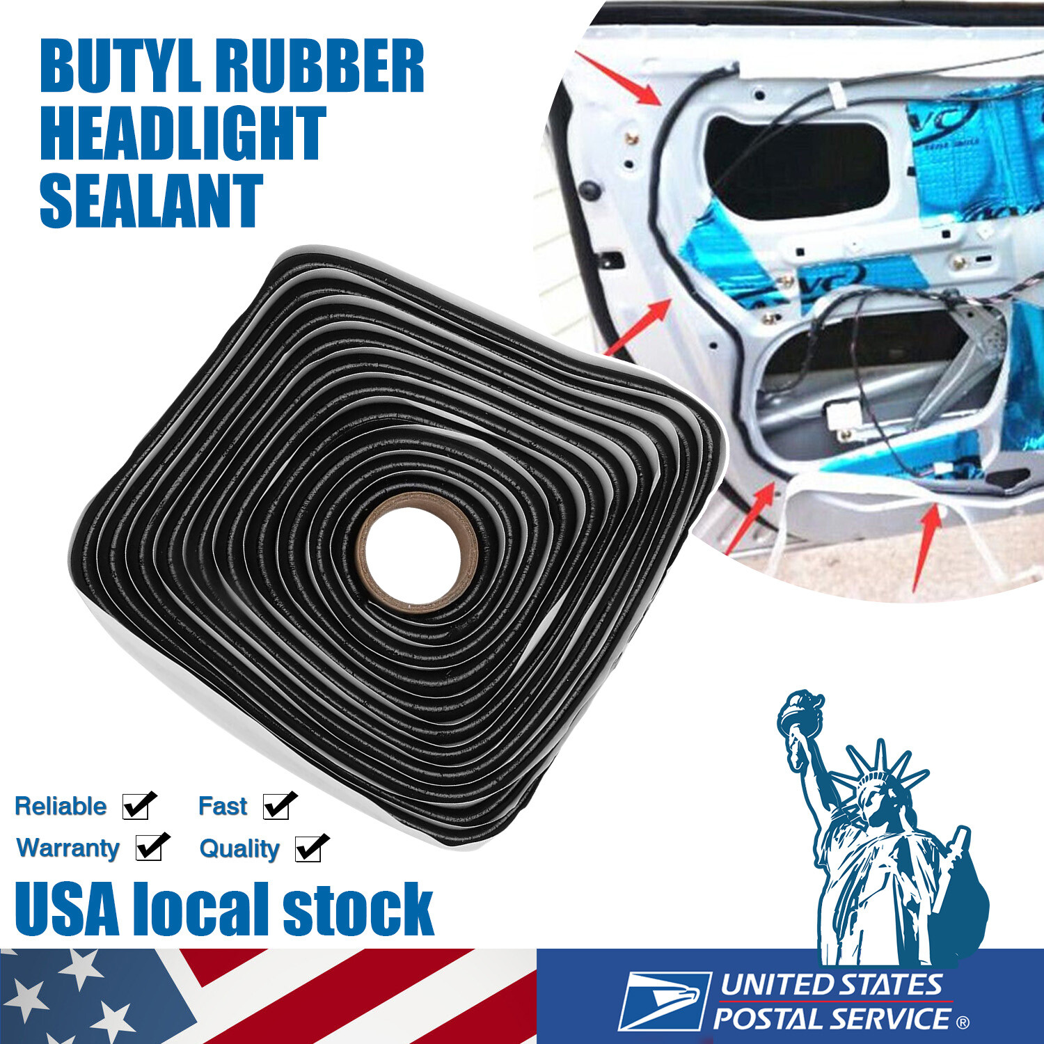 1 Roll Butyl Tape Rubber Glue Headlight Sealant Retrofit Reseal Headlamps 13feet