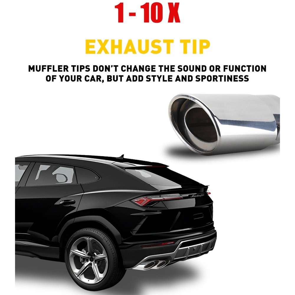 Stainless Chrome Steel Tip 1-10X Rear Pipe Tail Muffler Accessories Round