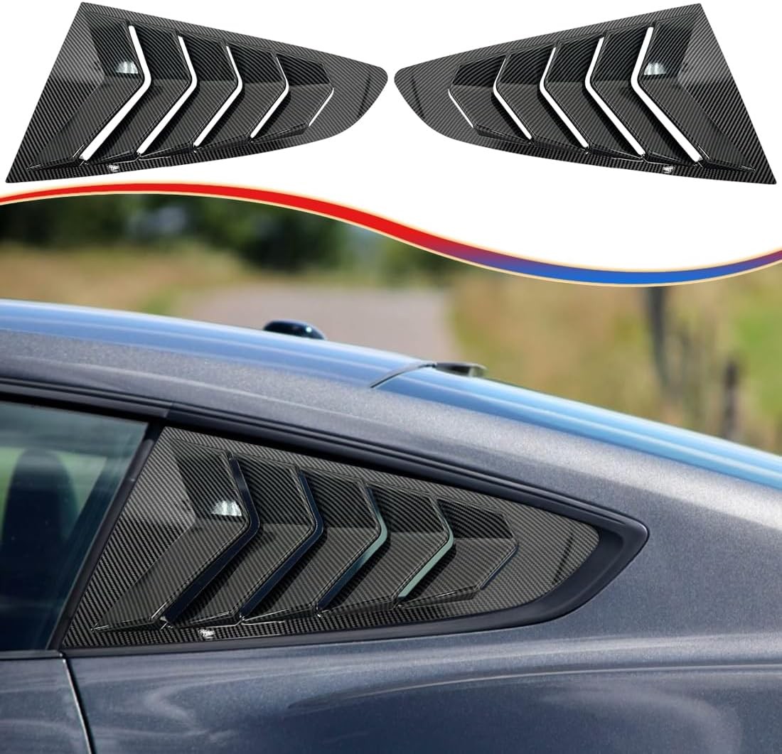 2015-2023 Ford Mustang Side Vent Window Louvers, ABS Carbon Fiber Trim