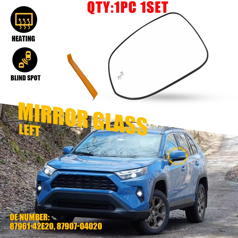 For Toyota RAV4 Hybrid 19-24 Left Driver Mirror Glass Heated Blind Spot 1-10X
