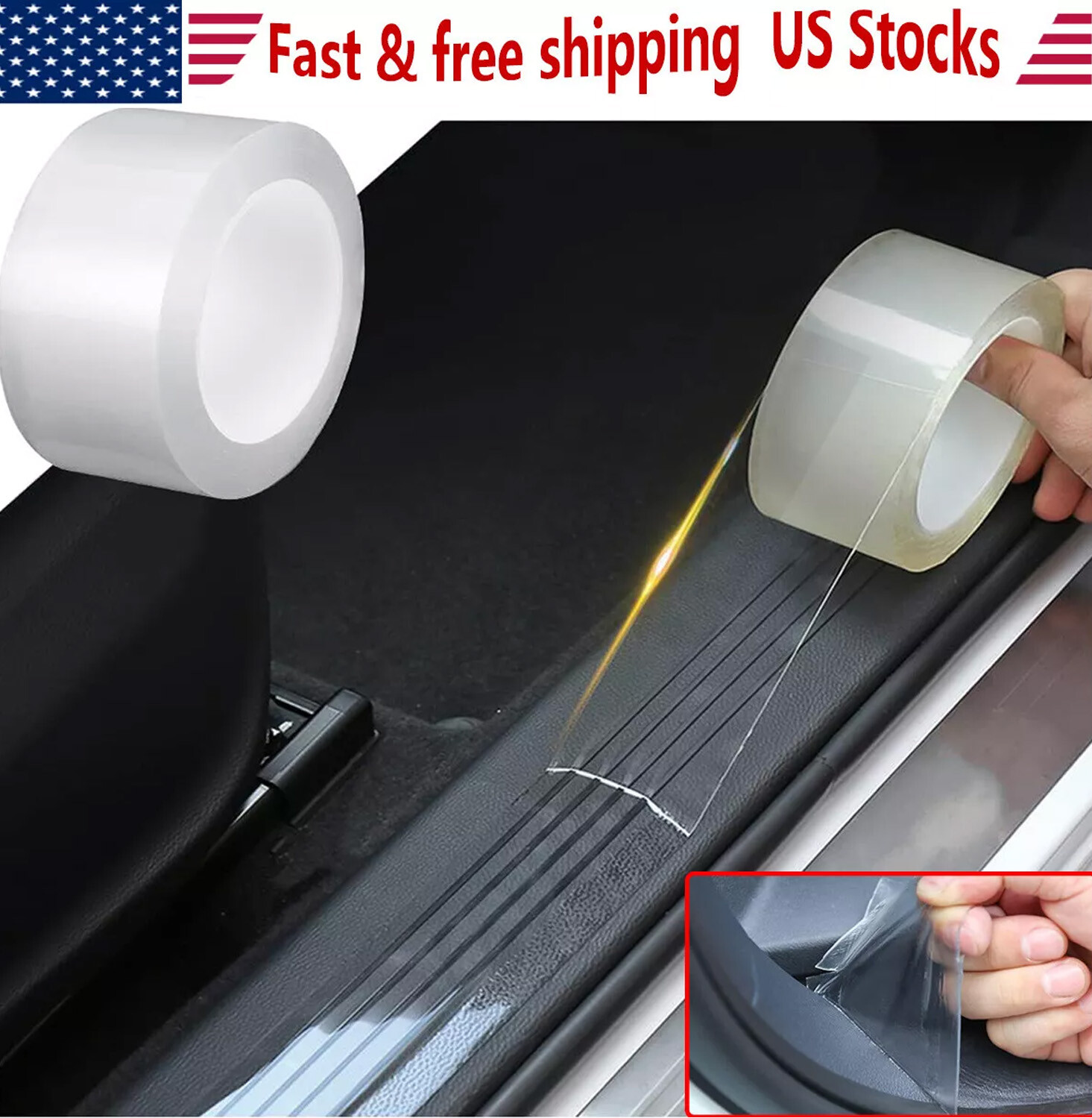 Accessory Transparent Vinyl Car Door Sill Scuff Covers-Plate Stickers For Toyota