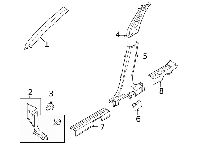 Genuine Nissan Body A-Pillar Trim Panel 76911-6RR2B