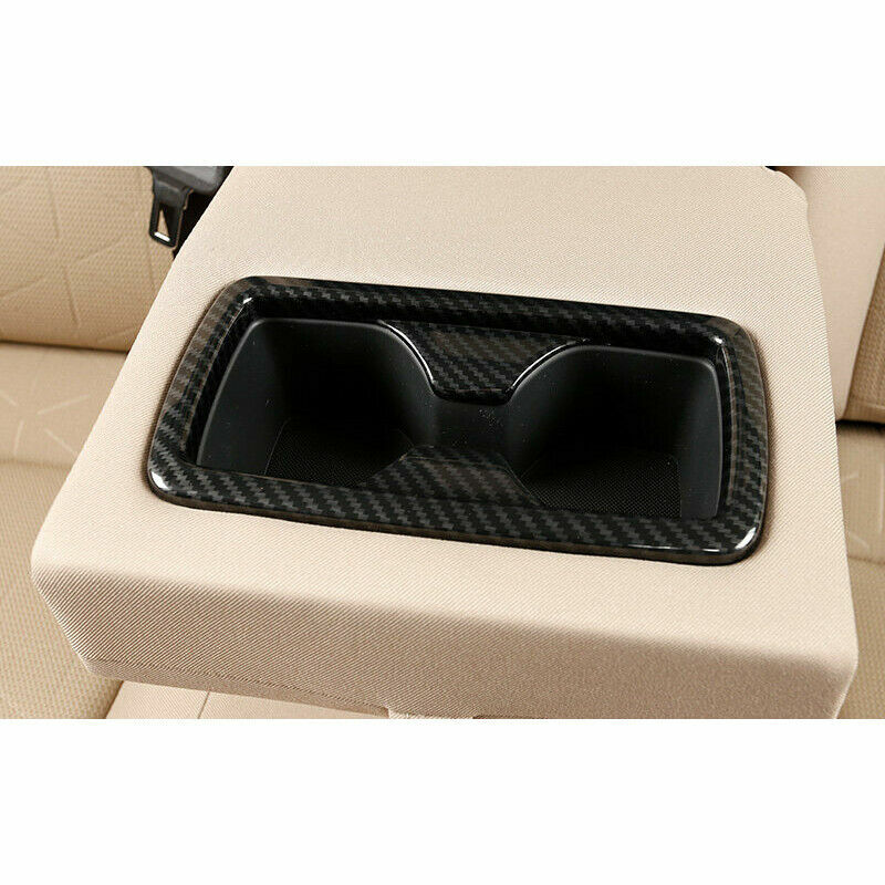 Carbon Fiber Look Rear Water Cup Holder Cover Trim For Toyota RAV4 2019-2021