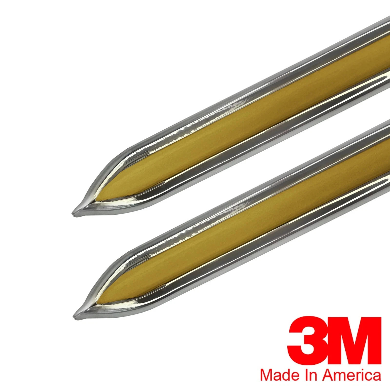 Vintage Style 5/8″ Gold & Chrome Side Body Molding w/ Pointed Ends 25-530-09
