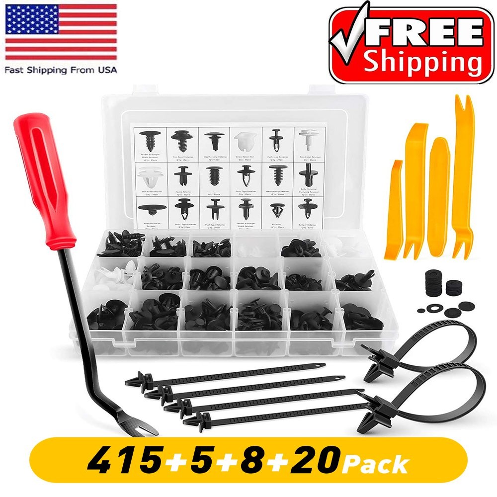 415PCS Retainer Clips Body Bumper Rivet Retainer Trim Push Molding Pin Clips Kit