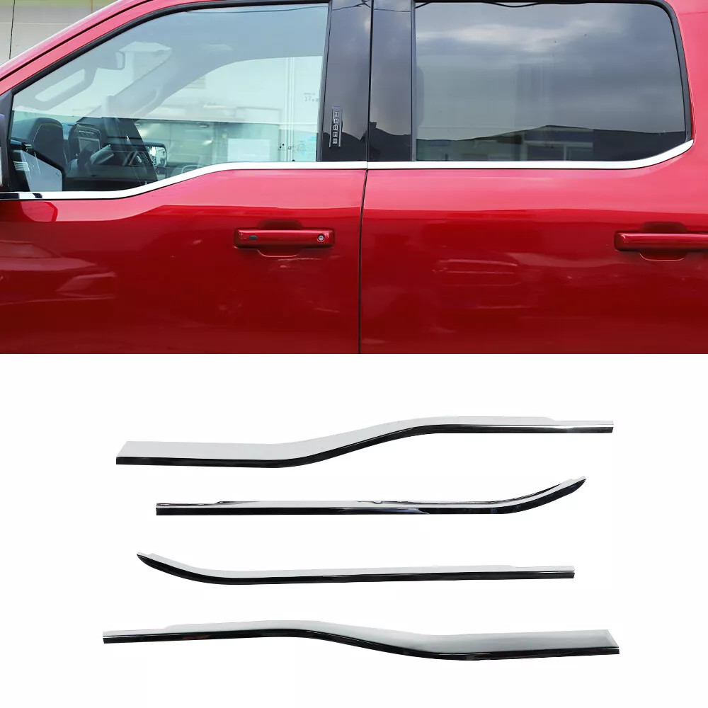 10PCS Side Mirror Door Handle Window Sill Cover Trim For Ford F150 2021+ Chrome