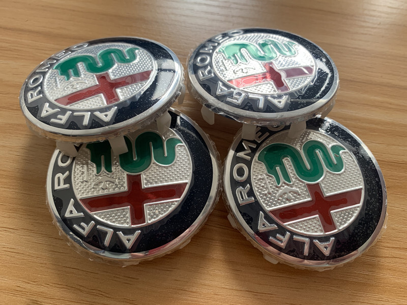 4x 60mm Alfa Romeo Alloy Wheel Centre Cap Silver Set Decal Emblem Badge Logo