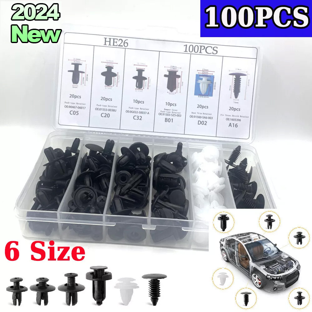100pcs/set Bumper Clips Auto Car Hole Plastic Rivets Fastener Fender Push Pin