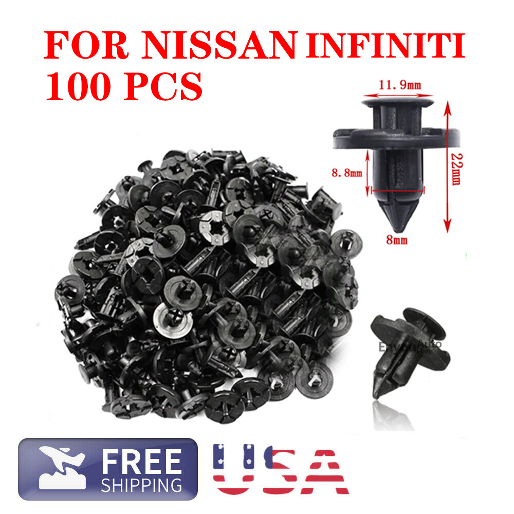 Bumper clip, fixed rivets fasteners plastic fender push For Nissan 100Pcs 8mm