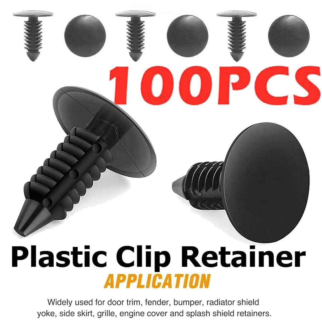 100x 8mm Bumper Clips Auto Car Hole Plastic Rivets Fastener Fender Push Trim Pin