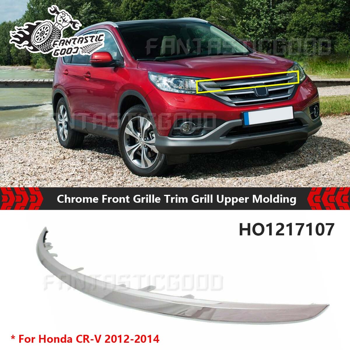 For Honda CR-V 2012-2014 Chrome Grille Trim Grill Upper HO1217107 71122T0GA01
