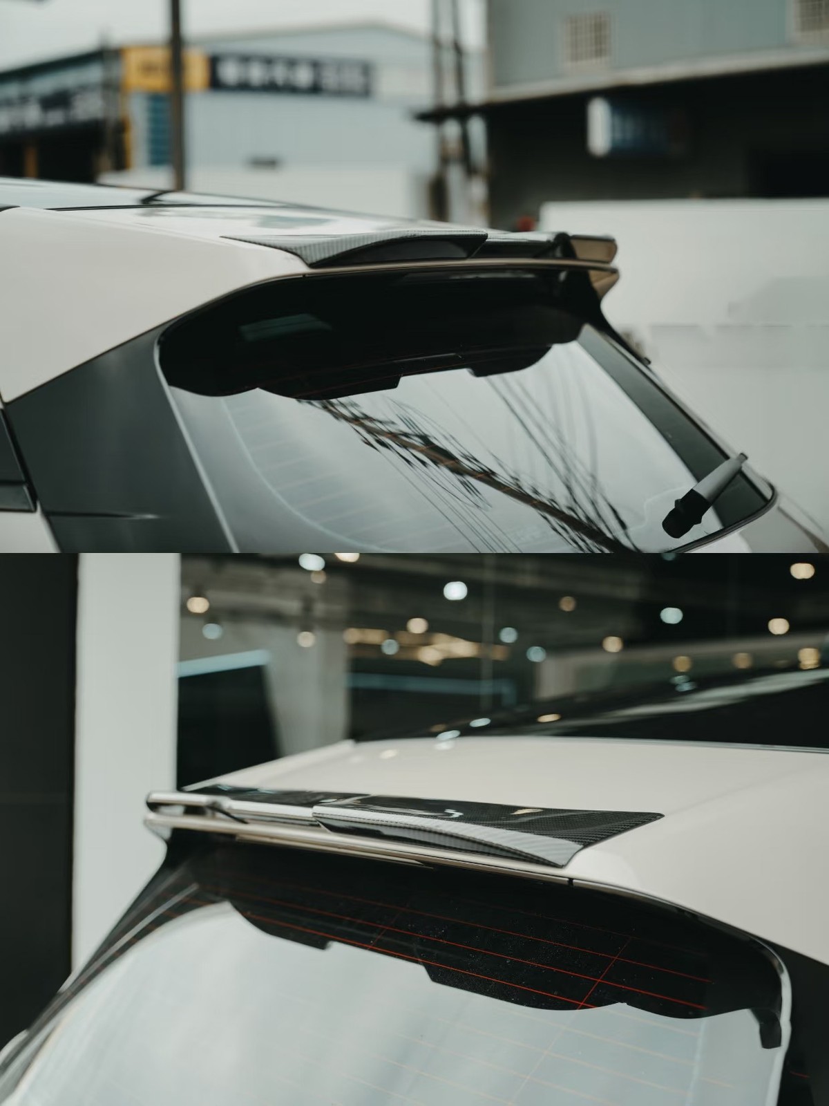 Unpainted FRP/Glossy Black/Carbon Fiber Rear Roof Spoiler Wing Fits BMW iX 22-25