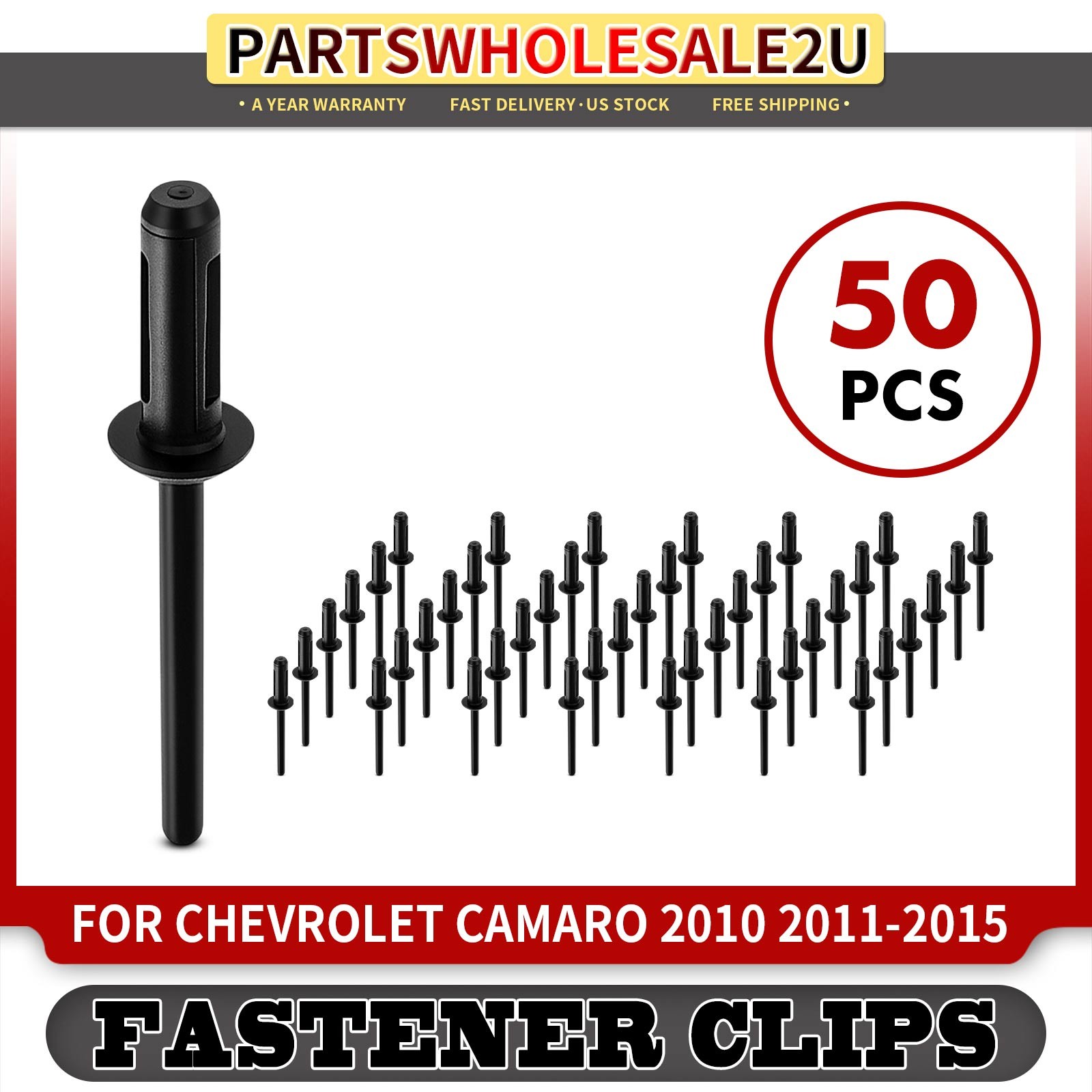 50Pcs 4.76 mm Nylon Front Bumper Cover Rivet Retainer Clip for Chevrolet Camaro