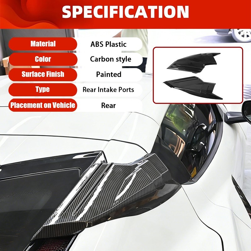 2X Carbon Fiber Rear Upper Intake Port Cover For 2020-2026 Corvette C8 Z51 Z06