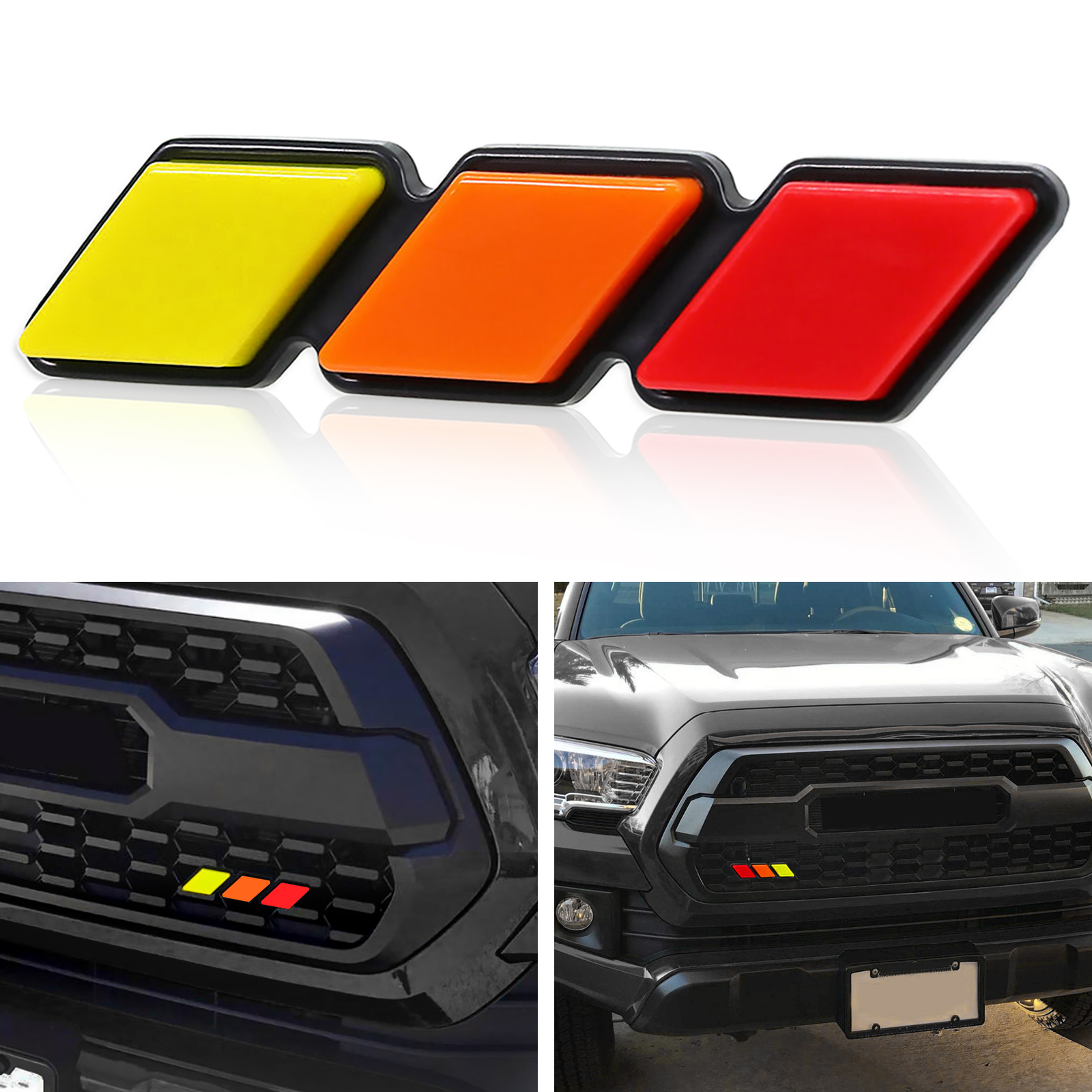 Tri-Color Grille Badge Emblem Car Accessories For Toyota Tacoma TRD Tundra RAV4