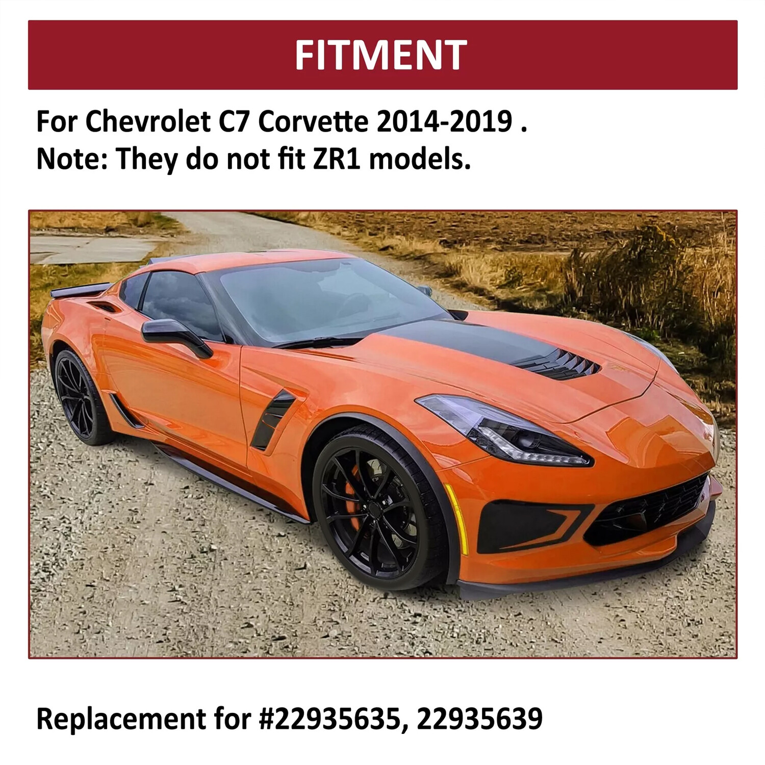 For 2014-2019 Chevy C7 Corvette Stingray/ Z06 Front &Rear Splash Guards Mud Flap