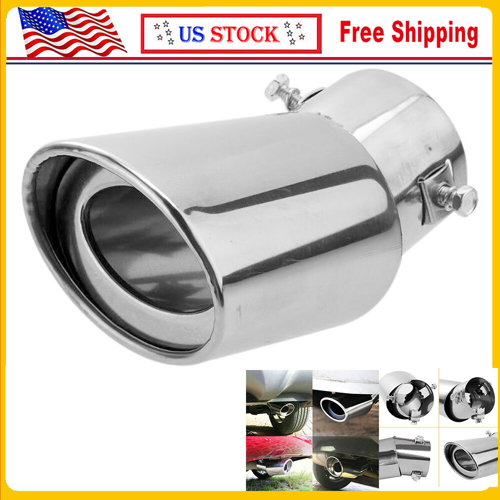 Car Exhaust Pipe Tip Rear Tail Throat Muffler Stainless Steel Round Accessories