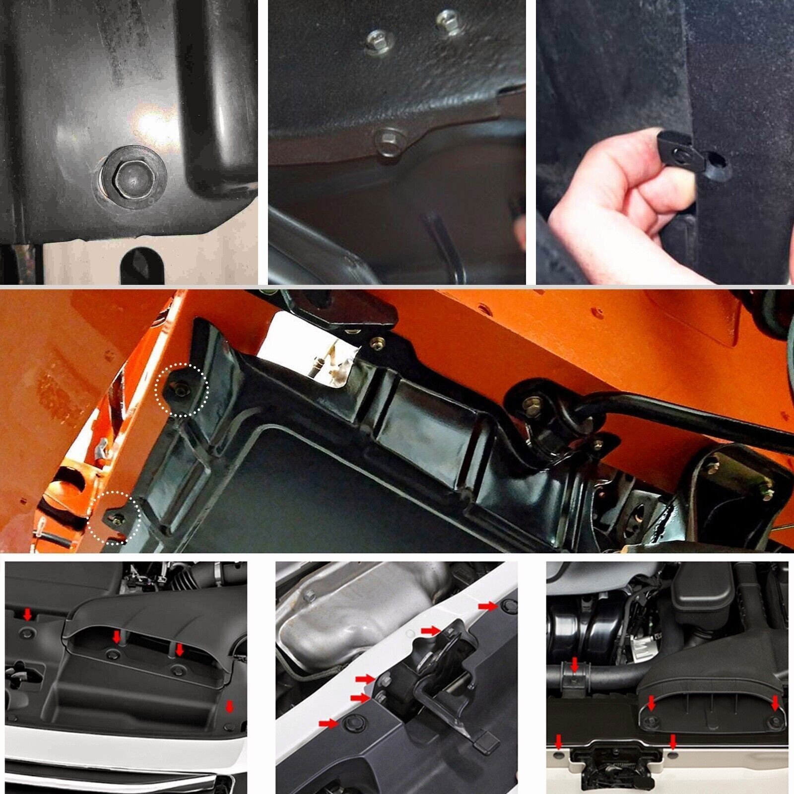Engine Cover Undertray Splash Shield Guard For Honda Body Bolts & U-Nut Clips M6