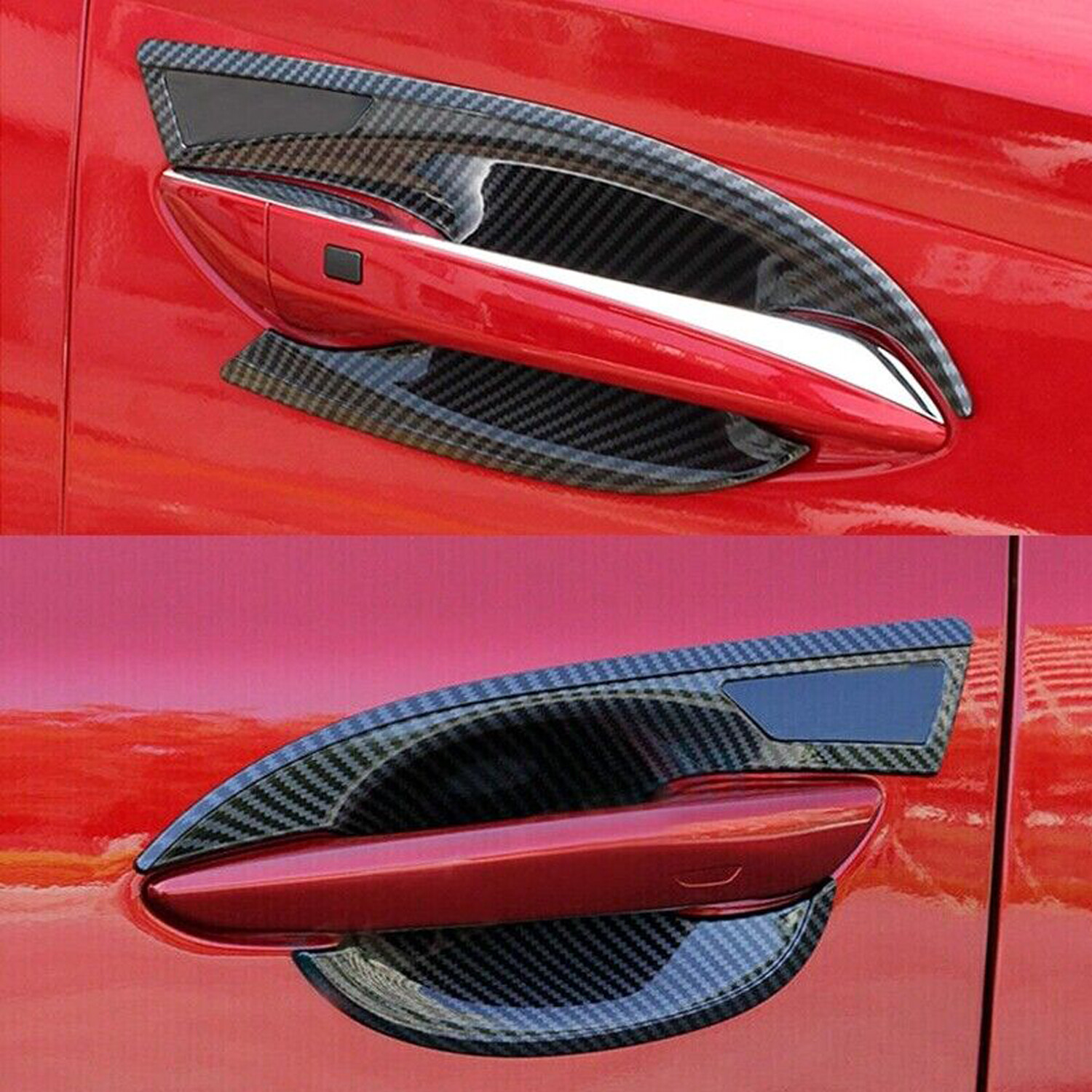 4X For TOYOTA Camry 2018-2023 Carbon Fiber Outside Door Handle Bowl Cover Trim
