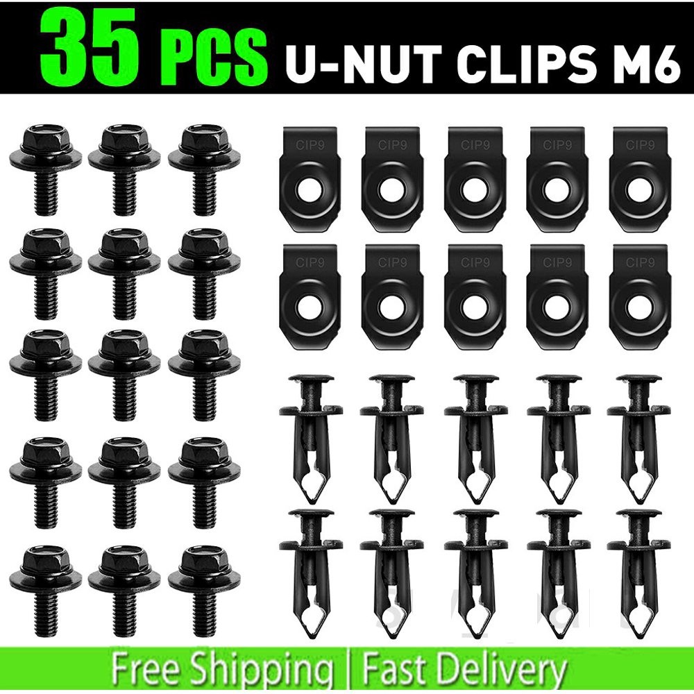35pcs Engine Under Cover Splash Shield Guard Body Bolt U-nut Clips Fastener