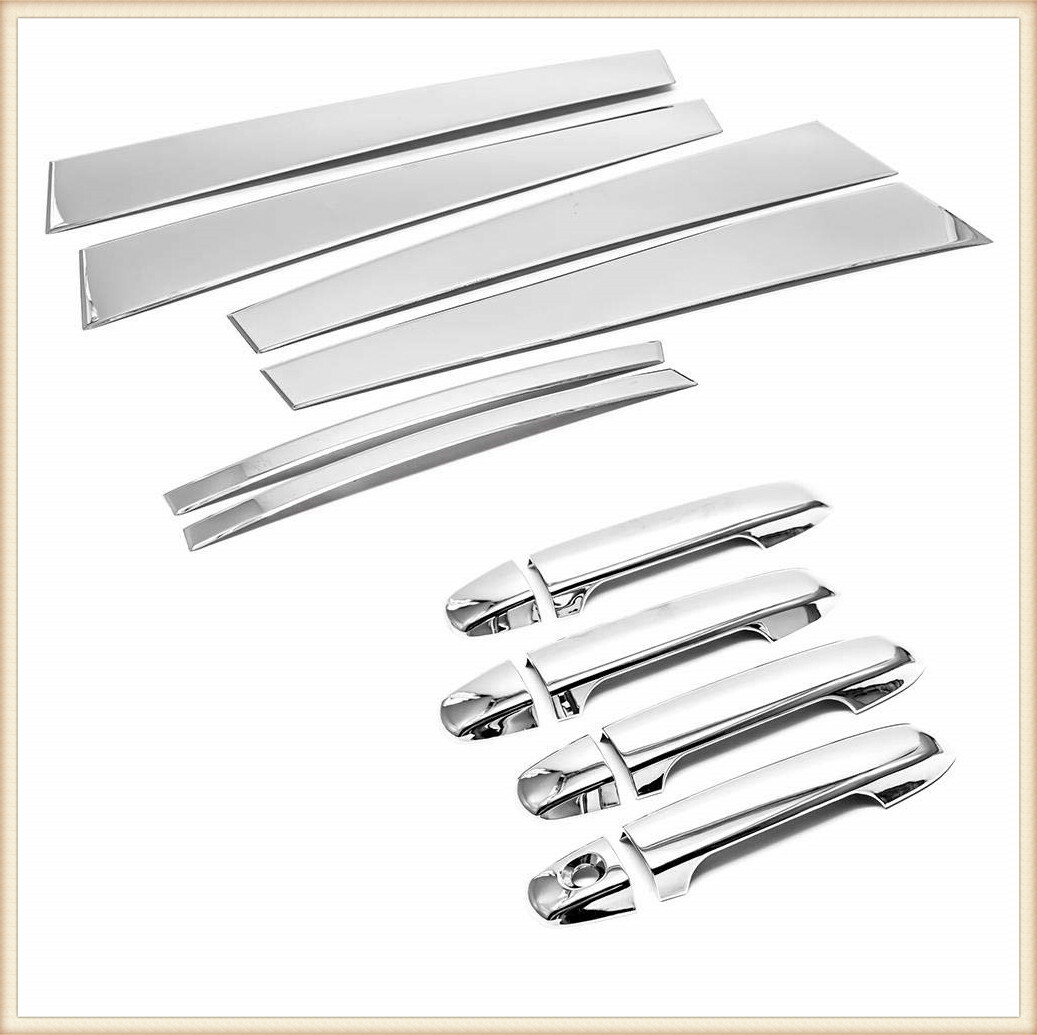Stainless Steel Pillar Posts+Chrome ABS Door Handle Cover For 15-17 Toyota Camry