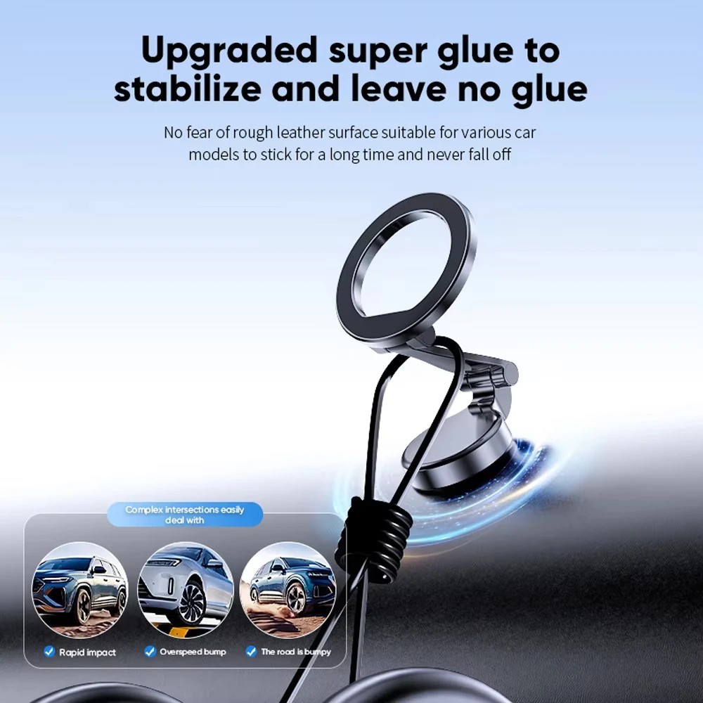 Magnetic Folding Car Phone Holder 360 Rotation Suction Cup Anti-Shake GPS Mount
