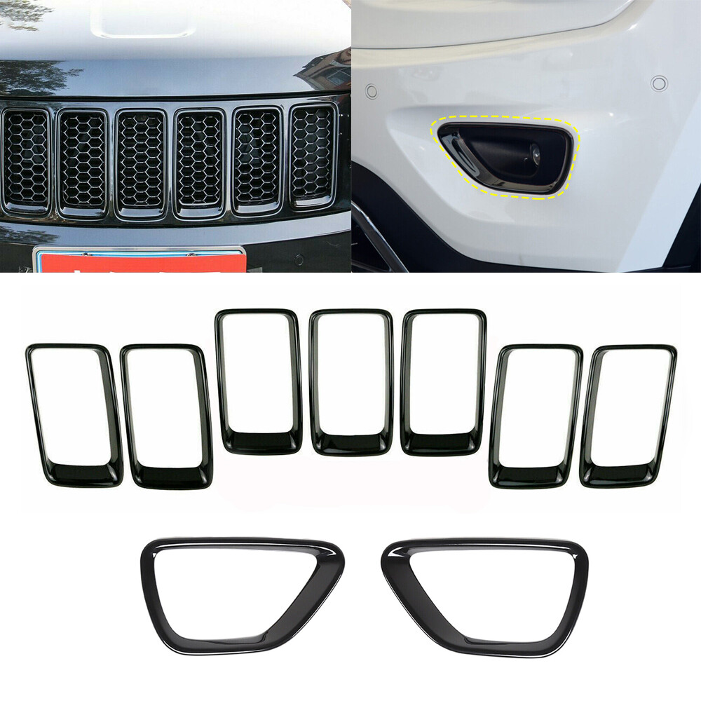 Grille Insert Ring/ Fog Light Cover Fog Lamp Trim For Jeep Grand Cherokee 14-16