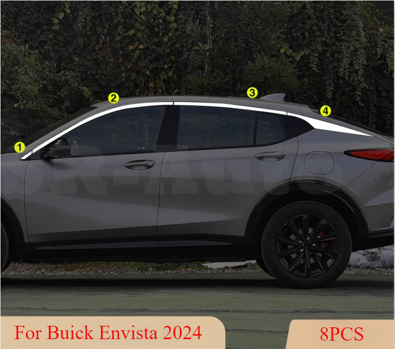 FOR Buick Envista 2024+ Silver Steel Windows Strip Sill Molding Upper Strip Trim