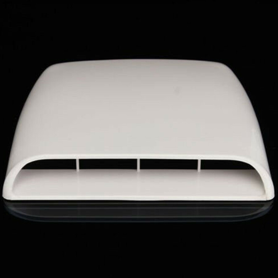 Sport Racing White Air Flow Vent Bonnet Car Front Hood Scoop Cover Trim Decor