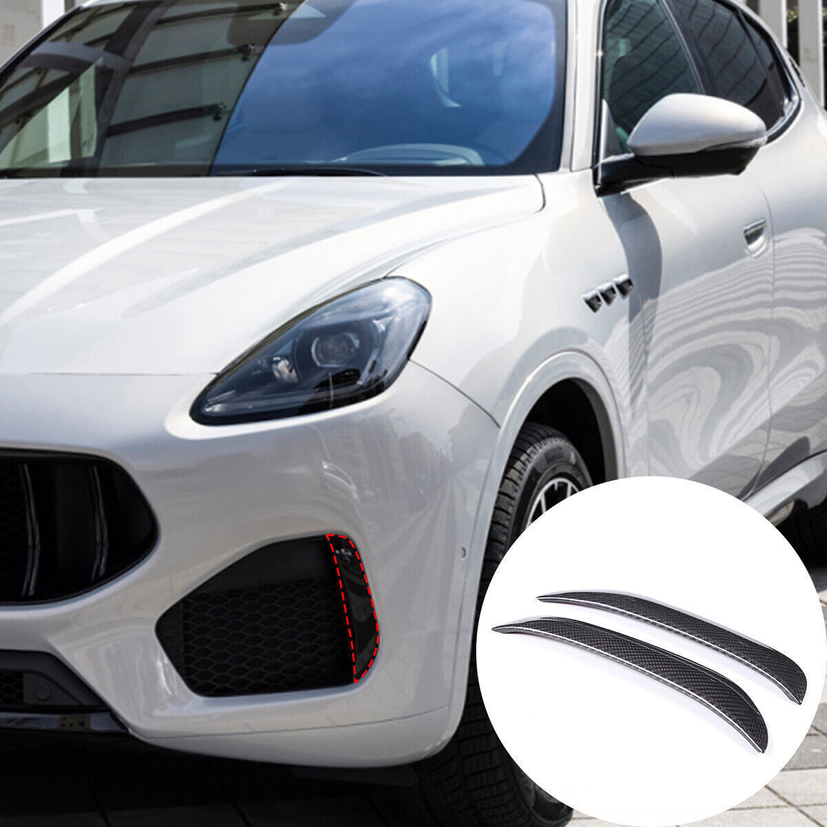 Real Carbon Fiber Front Fog Light Trim Strip Cover For Maserati Grecale 2022-23