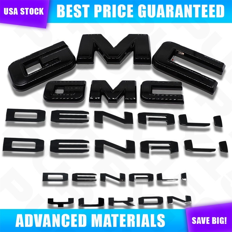 Front Grille & Rear Emblem Badges For Yukon / Yukon XL 2021-2024 Denali Letters