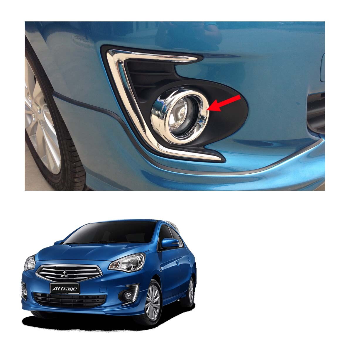 Fog Lamp Light Cover Trim Silver For Mitsubishi Attrage Sedan 2013 – 2019