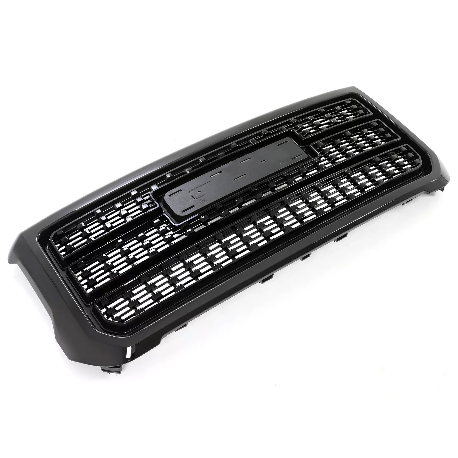 Front Upper Grille For 2015-2019 GMC Sierra 2500HD 3500HD Denali Gloss Black