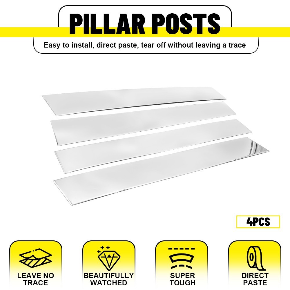 Gloss Chrome Finish Pillar Post Covers For 2019-2025 Dodge Ram 1500 Truck 4PCS