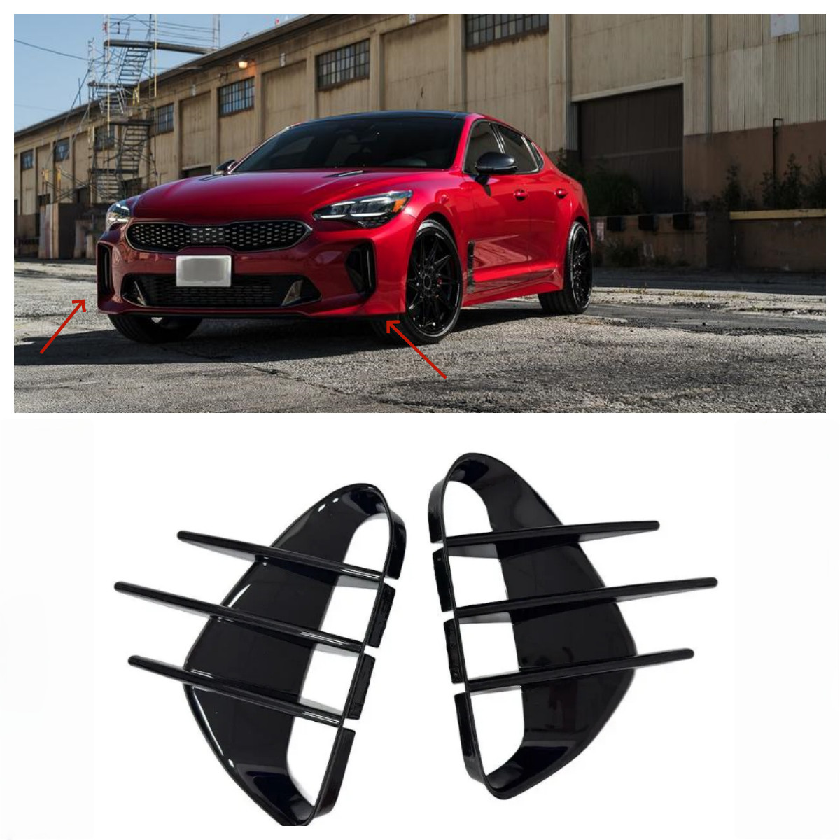 Glossy Black Front Bumper Grill Mesh Insert Cover for 2017-2023 KIA Stinger GT