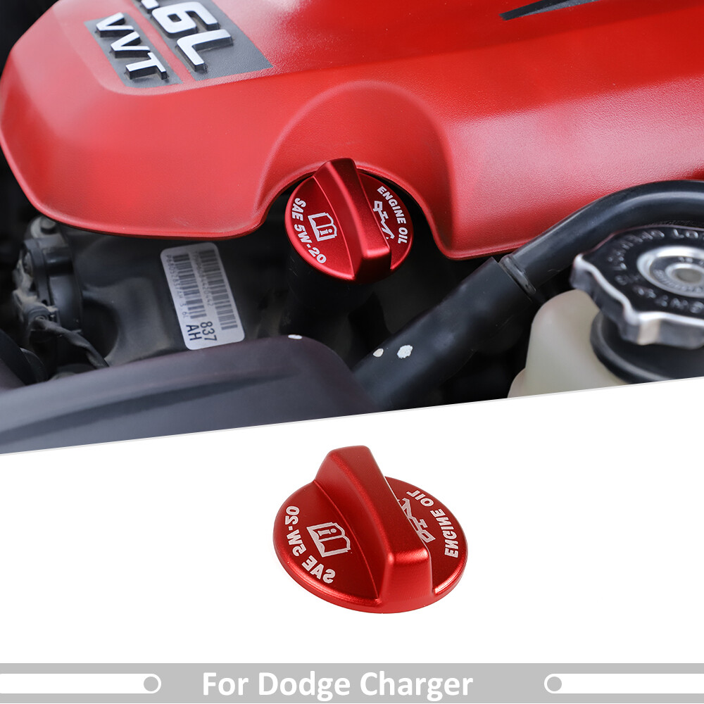 Red Aluminium Alloy Engine Bay Cnc Oil Cap Cover Trim Kit Fit for Dodge Charger