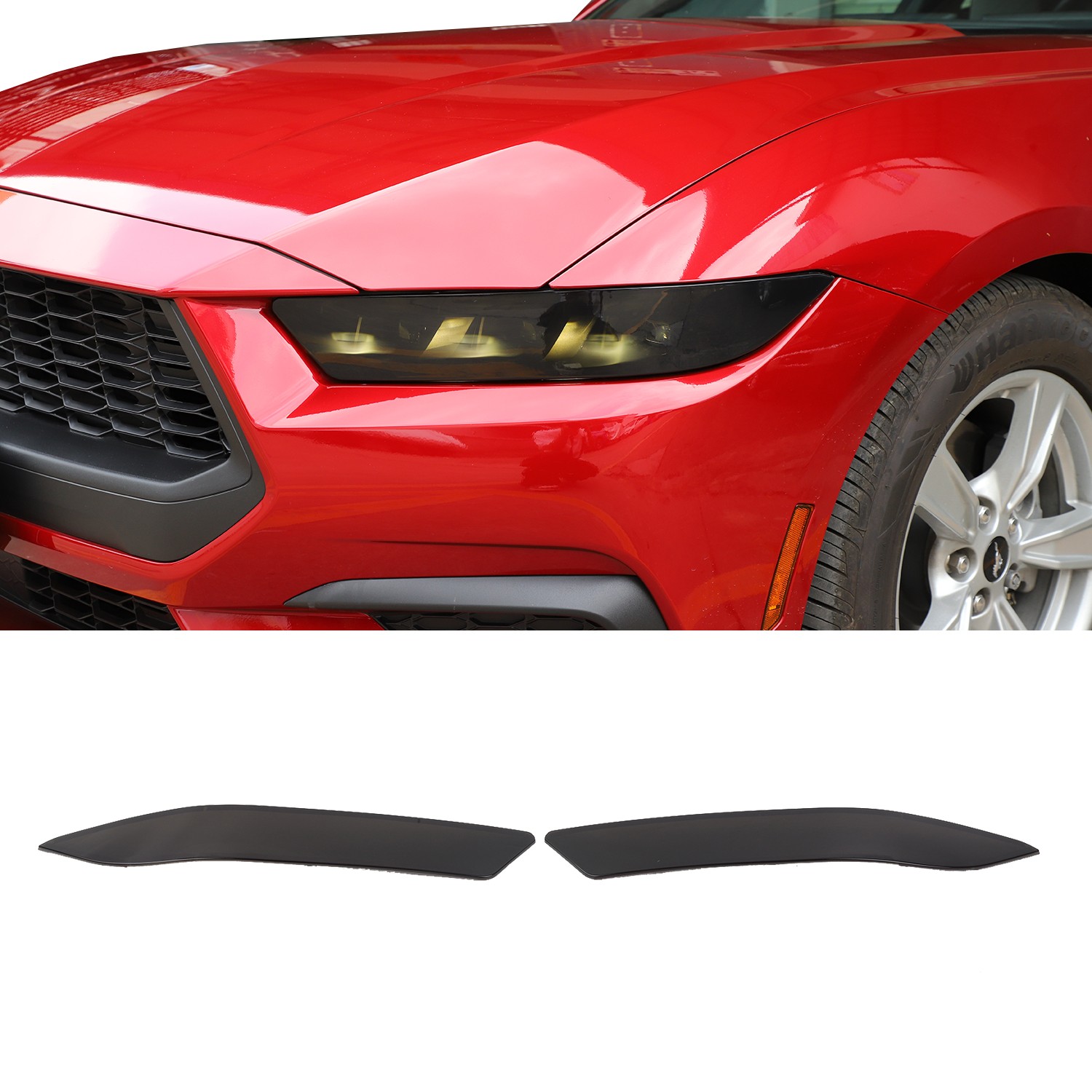Smoked Black Front Headlight Lamp Cover Trim Decor Overlay For Ford Mustang 24+