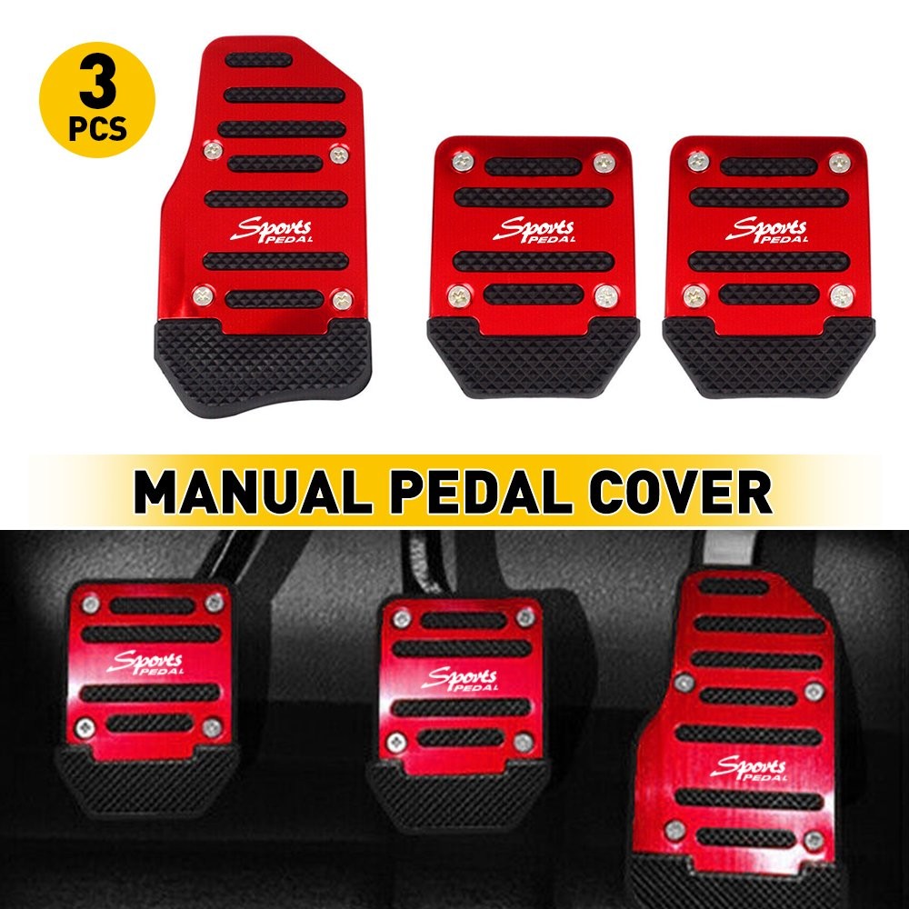 3X Universal Red Non-Slip Automatic Gas Brake Foot Pedal Pad Cover Accessories