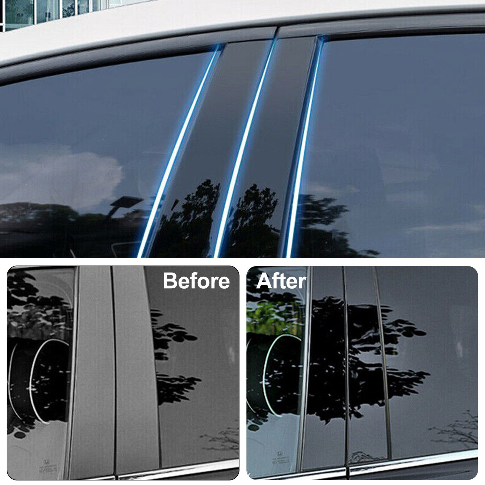 6pc Set Glossy Black Pillar Posts Door Trim For Chevrolet Malibu 2016-2021 US