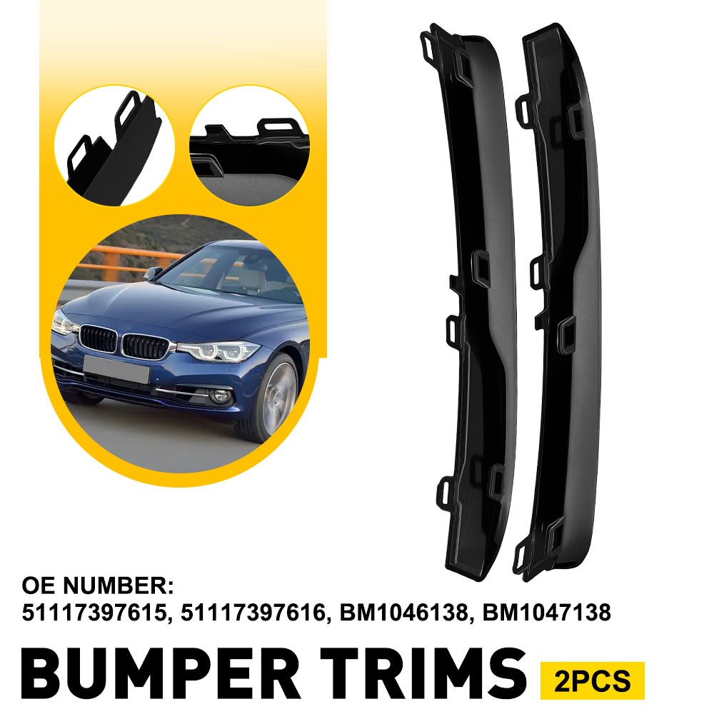 2PCS Fit BMW 330i M3 Base 2.0L 2017-2018 Front Bumper Grille Molding Protector