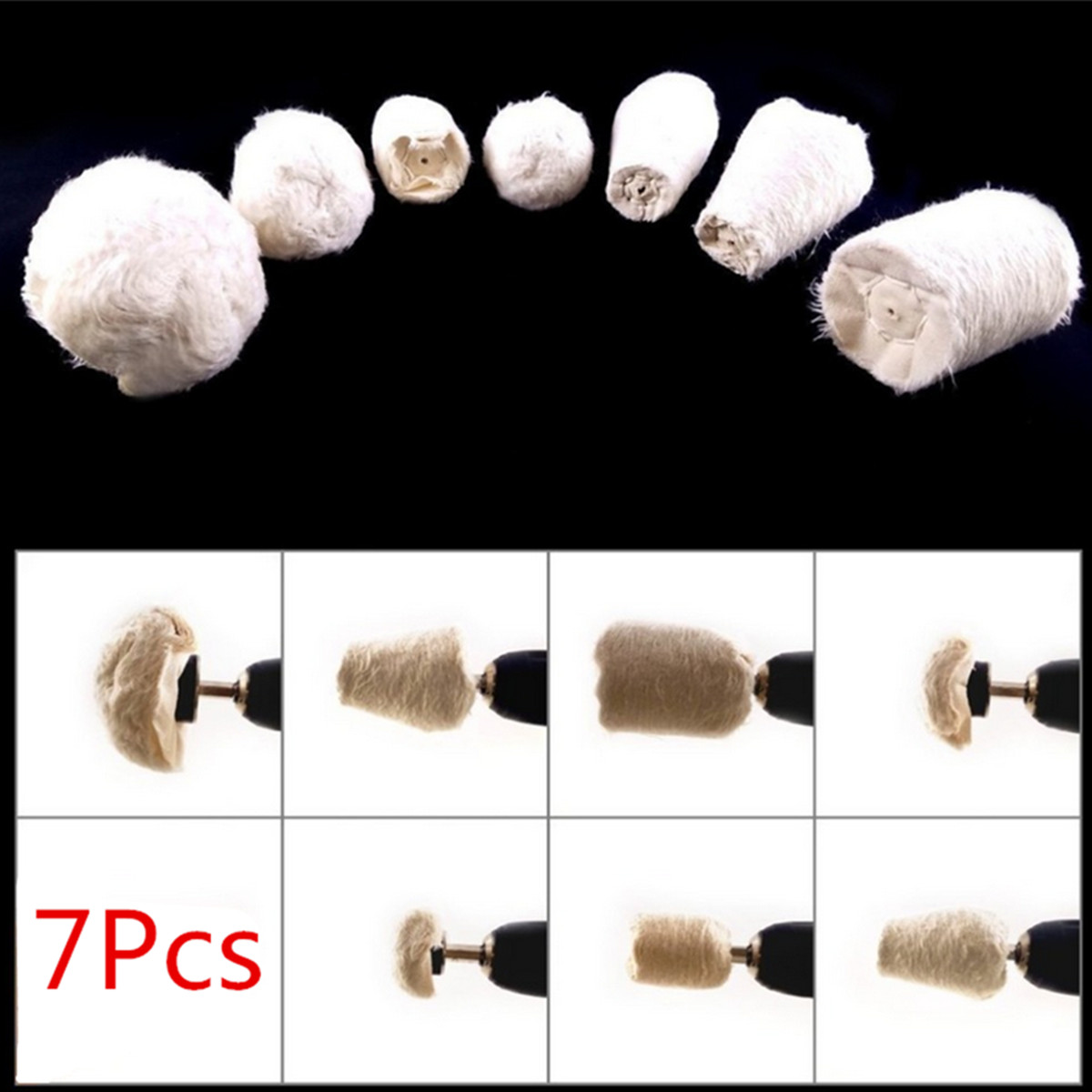 7x Metal Polishing Kit Buffing Pad Mop Wheel For Aluminum Stainless Steel Chrome