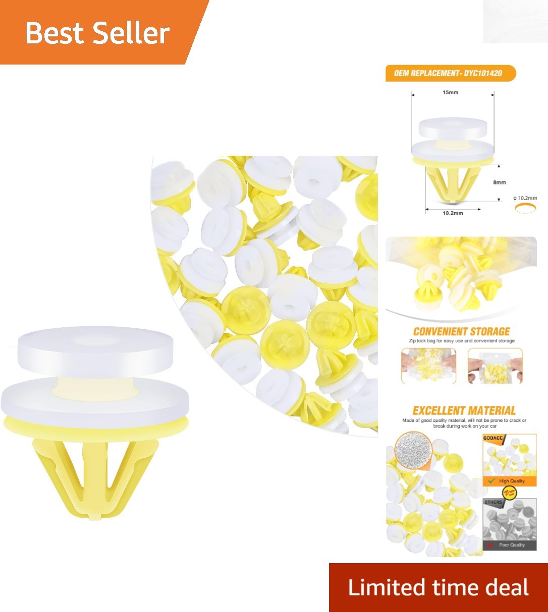 Replacement Moulding Clips Set – 50pcs for Land Rover Models – White & Yellow