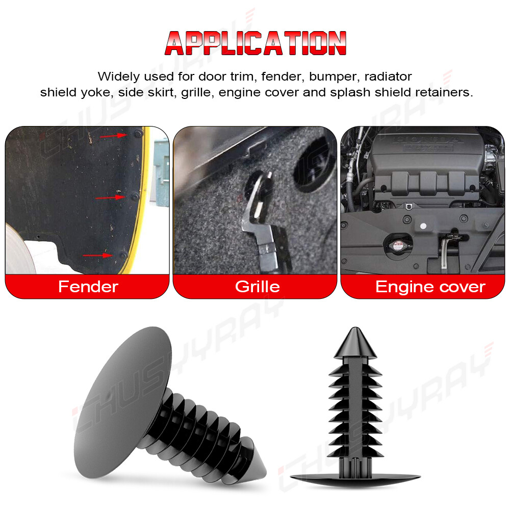 100 Push Type Clip Plastic Retainer Bumper Fender Fir Tree Fastener Fits 7.6mm