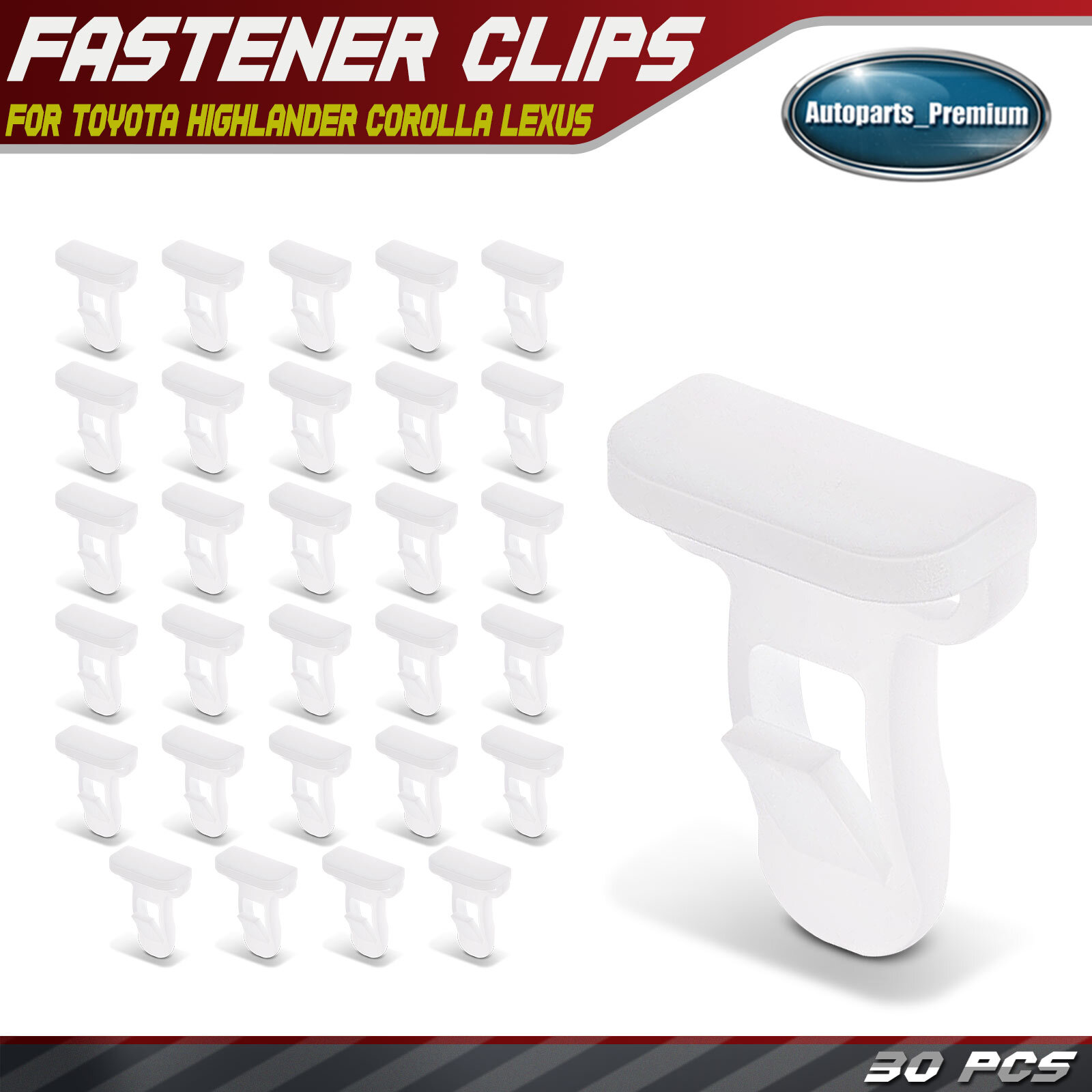 30Pcs 24mm White Nylon Fender Bumper Retainer Clip for Toyota Highlander Corolla