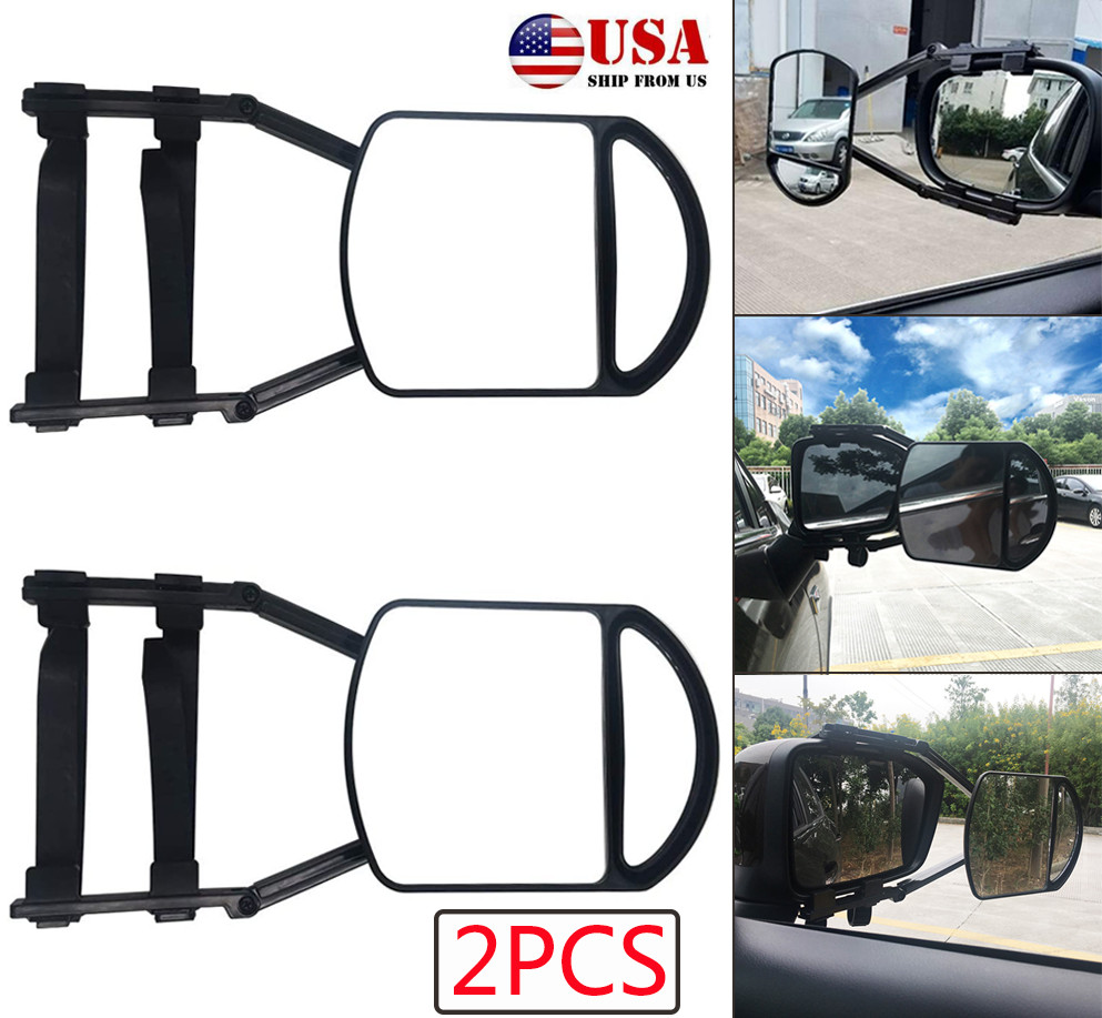 (USA) Universal Trailer Towing Mirror Adjustable Clip-On Car Extension Mirrors*2