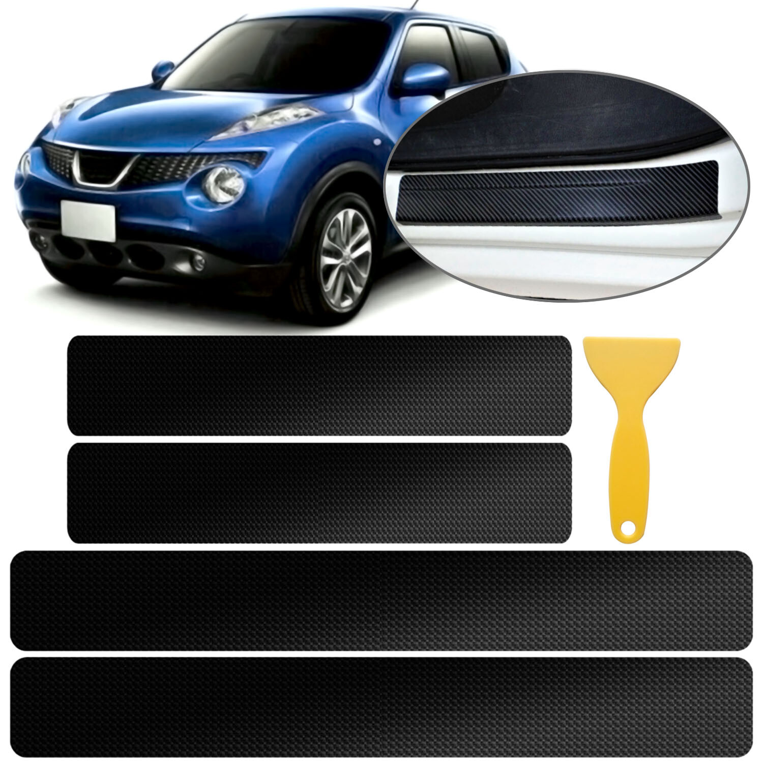 4x Carbon Fiber Car Door Plate Sill Scuff Cover Anti Scratch Sticker Accessories