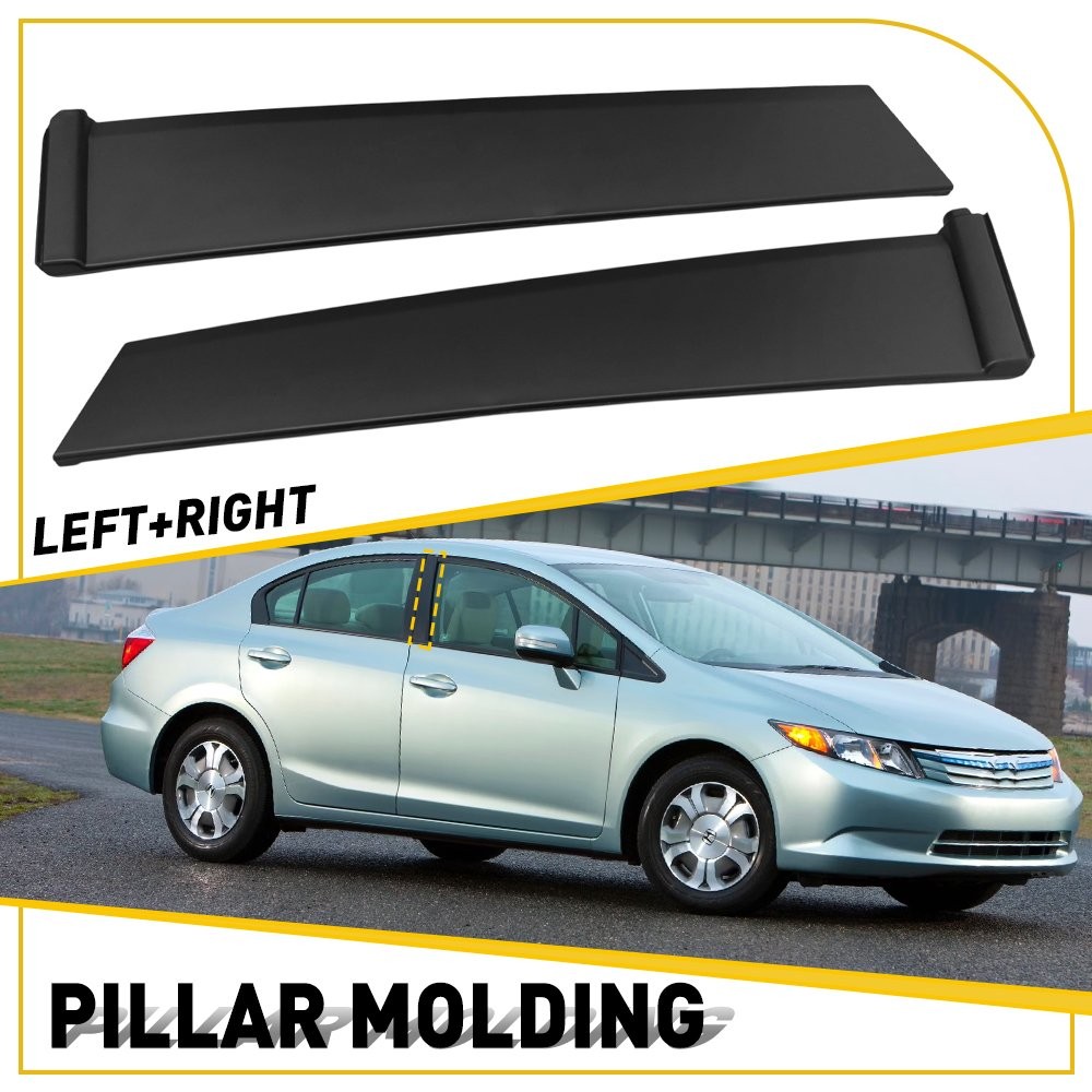 Set Front of 2pcs LH Door Pillar RH Side Molding Fit Garnish Honda Civic 2012-15