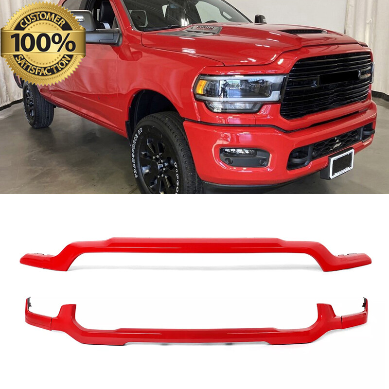 Flame Red Front Upper+Lower Grille Molding Trim For 2019 2020-2024 Ram 2500 3500